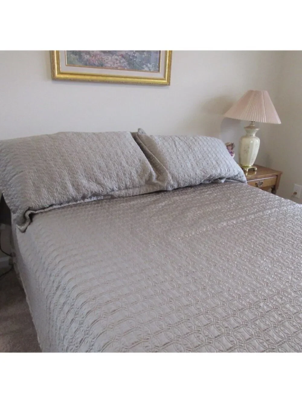 SL Home 3-Piece Matte Satin Coverlet & Sham Set King Size Quilted Brown 104
